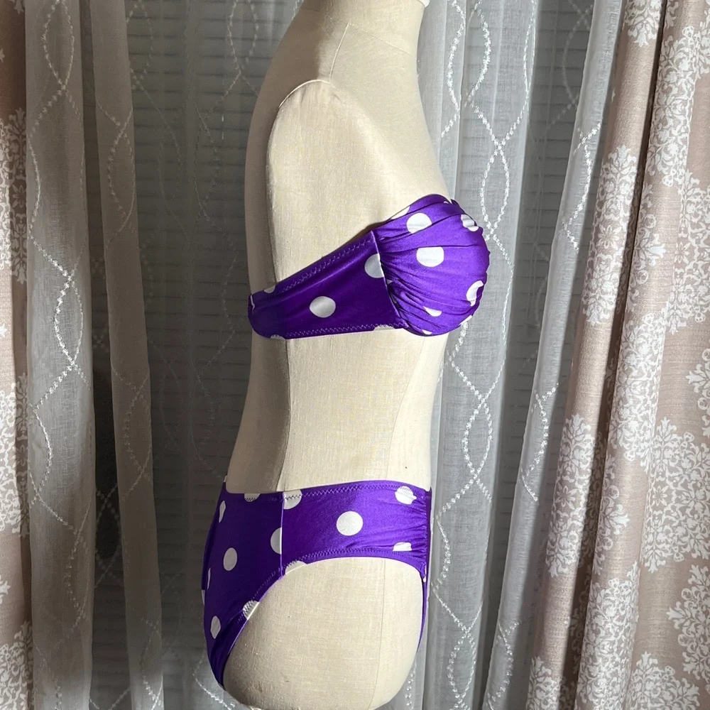 Gottex NWT Purple Polka Dot Bikini - Size 12 - Stunning & Flattering! - Picture 2 of 13